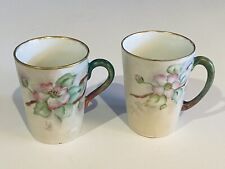Set of 2 Vintage Bavaria & N. Fisher Hand Painted Gold Rim 3.5” Cups picture