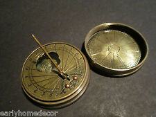 Antique Style Solid Brass Timekeeping Sundial with Top Pocket Compass Watch picture