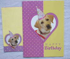 Yellow Lab Dog Birthday Greeting Card Party Hat  Labrador Retriever Special Day picture