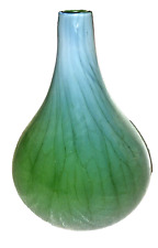 Vintage Crackled Green Blown Glass Gourd Vase Art Deco Heavy Glass Vase picture