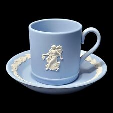 Wedgwood Jasperware Blue Danbury Mint Dancing Hours Demitasse Tea Cup + Saucer picture