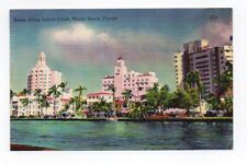 Linen Postcard, Scene Along Indian Creek, Miami Beach, Florida,1951 picture