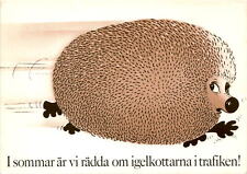 summer, hedgehogs, traffic, Swedish nature, Posten, 1974, Europe,  Postcard picture