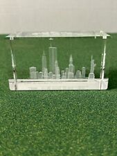 Rare Morgan Stanley Funds New York City NYC 3D Etched Crystal Paperweight picture