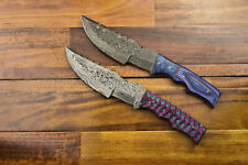 2Pcs Handmade Damascus Steel Hunting/Camping Skinner Knife - Wood Handle R-5045 picture