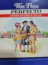 2 VTG Wm Penn Perfecto Cigar Boxes Native American Logo Red White Blue Empty picture