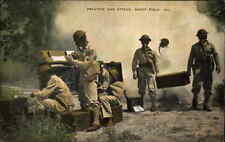 Scott Field Illinois IL Gas Attack WWII Training Masks Linen c1940s Postcard picture