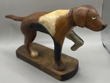 Rustic Hand Carved Painted Folk Art Wooden Hunting Dog/Pointer/Retriever Limited picture