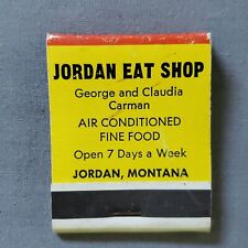 Jordan Eat Shop Matchbook Jordan, Montana Vintage Unstruck Front Strike picture