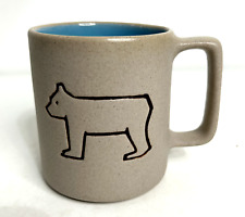 The Pigeon Forge Pottery TN Stoneware Bear Mug Coffee Tea Brown Blue Rustic picture