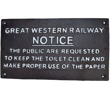 GWR Great Western Railway Iron Wall Plaque, Notice Keep Toilet Clean 30x16x0.5cm picture