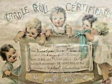 Cradle Roll Certificate 1934 Baptist Sunday School Precious Baby Graphics 11x14 picture