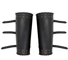 1 PAIR Studded Viking Genuine Leather Greaves for Leg Protection picture