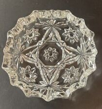 Vintage Star Of David Design Clear Cut Glass Ashtray Pre-Owned 4” picture