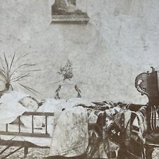 Antique 1898 A Child Sleeping In Her Bed Stereoview Photo Card P2559 picture