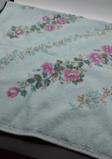 Vintage Dundee Bath Towel Turquoise with Printed Pink Flowers 23