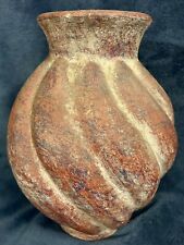 Vintage Rustic Clay Pottery Terracotta Swirl Melon Jug New Mexico 11.5”x8.5” picture