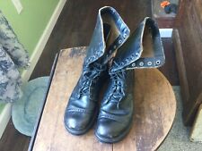 GENUINE 1969  U.S.G.I. MILITARY ALL LEATHER JUMP BOOTS 9R Black picture