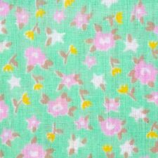 Vintage Cotton Fabric Pink Roses Floral on Jadiete Green Remnant 16x46 Plus picture