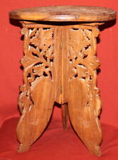 Vintage Folk Decorative Hand Craving Wood Folding Table picture