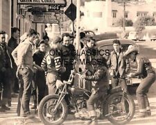 1947 HOLLISTER MOTORCYCLE RIDERS PHOTO HARLEY DAVIDSON GANG CLUB TAKES OVER TOWN picture