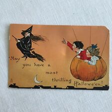 May You Have a Most Thrilling Halloween Tuck 1912 WWI Saxony Postcard picture