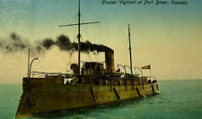 Royal Navy Cruiser Vigilant Port Dover Canada WWI Postcard Rare Art picture