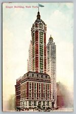 Postcard Singer Building New York City Manhattan Art Deco c 1910 NY Antique picture