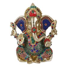 Brass Lord Ganesha Bhagwan with Large Ears Mangalkari Ganesh Idol Ganpati Murti picture