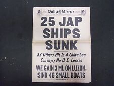1945 JANUARY 13 NEW YORK DAILY MIRROR - 25 JAP SHIPS SUNK - NP 2221 picture