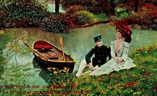 C.1909 Soldier Beautiful Woman. Romance. Canoe. River. TheoChrom. Brooklyn, NY. picture