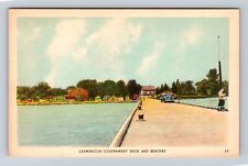 Leamington Ontario Canada, Government Dock & Beaches, Vintage Souvenir Postcard picture