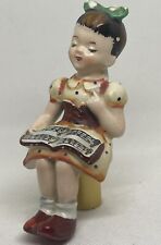 Sweet Vintage Occupied Japan Figurine Girl Shelf Sitter Reading Music 🎵 Singing picture