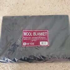 Wool Blanket 90% Wool Blanket 90 X 66 Camping Blanket Wool Blanket Surplus BLUE picture