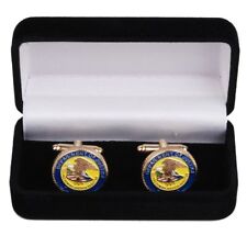 BEAUTIFUL US DEPARTMENT OF JUSTICE UNIFORM CUFF LINKS BADGE WITH BOX picture