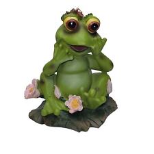 Whimsical Frog Figure ~ Surprised look ~ 3D flowers ~ lily pad ~ unique gift picture