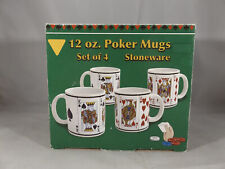 Trisa Poker Mugs Stoneware 12 oz Coffee  Royal Flush Playing Cards Set of 4 Box picture