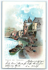 1901 Boat Scene Partie Am Coblenz (Koblenz) Germany Antique Posted Postcard picture