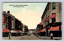 Portsmouth NH-New Hampshire, Market Street, Advertising, Vintage Postcard picture