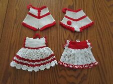 Vintage Red Crochet Mini Dress, Pantaloons Handmade Potholders Lot of 4 picture
