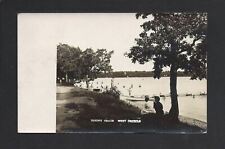 West Lake Okoboji Iowa IA 1946 RPPC Dixon's Beach, Docks, Long Wooden Boat, More picture