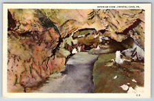 Linen Crystal Cave PA Interior View Postcard Pennsylvania Vintage c1940s picture