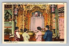 San Francisco CA-California, Interior, Tin How Temple, c1938, Vintage Postcard picture