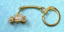 BODY by FISHER Gold Coach Keychain Ring - VINTAGE 1980s Rare Carriage Charm Fob picture