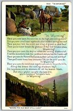 Postcard WY In Wyoming Poem Cowboy Horse Where The OId West Still Lives WY02 picture