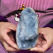 1360G Natural Beautiful Blue Celestite Crystal Geode Cave Mineral Specimen 125 picture