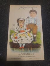 1882's Boraxine -J.D. Larkin and Co Trade Card Young girl And Boy At Waters Edge picture