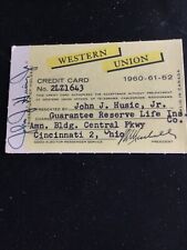 Vintage Western Union Paper Credit Card 1960-61-62 picture