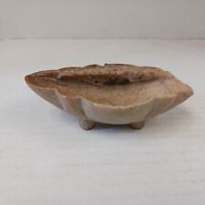 Vintage Chinese Stone Sculpture  Shell Shape  Trinket Dish Plant Flowers  picture