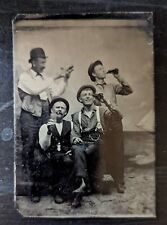 Original Tintype of 4 men drinking and celebrating or partying picture